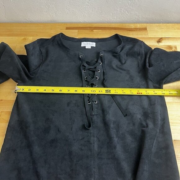 Velvet by Graham & Spencer Black Faux Suede Western Raleigh Shift Dress Small - Picture 12 of 13